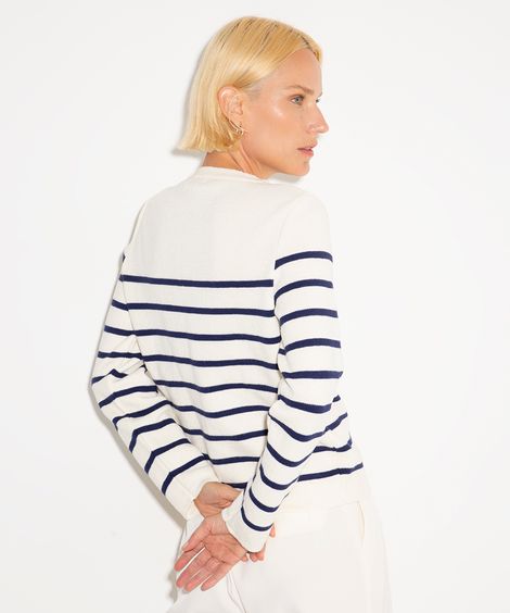 cardigan de tricot mindset listrado off white