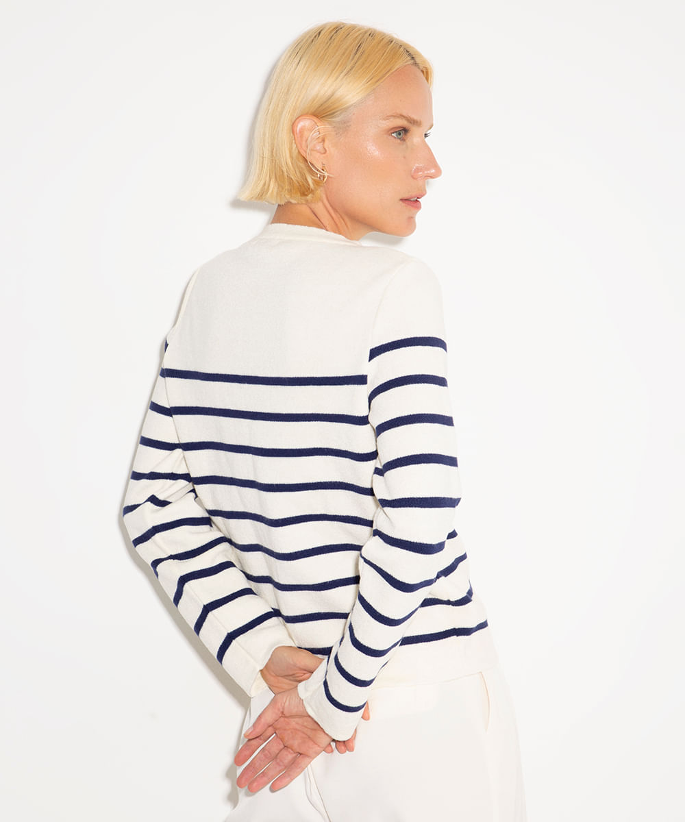 cardigan de tricot mindset listrado off white