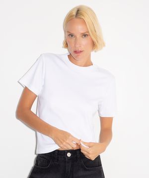 camiseta de algodão fio peruano slim mindset branco