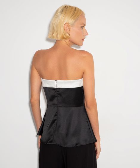 blusa sem alça acetinada com laço mindset preto