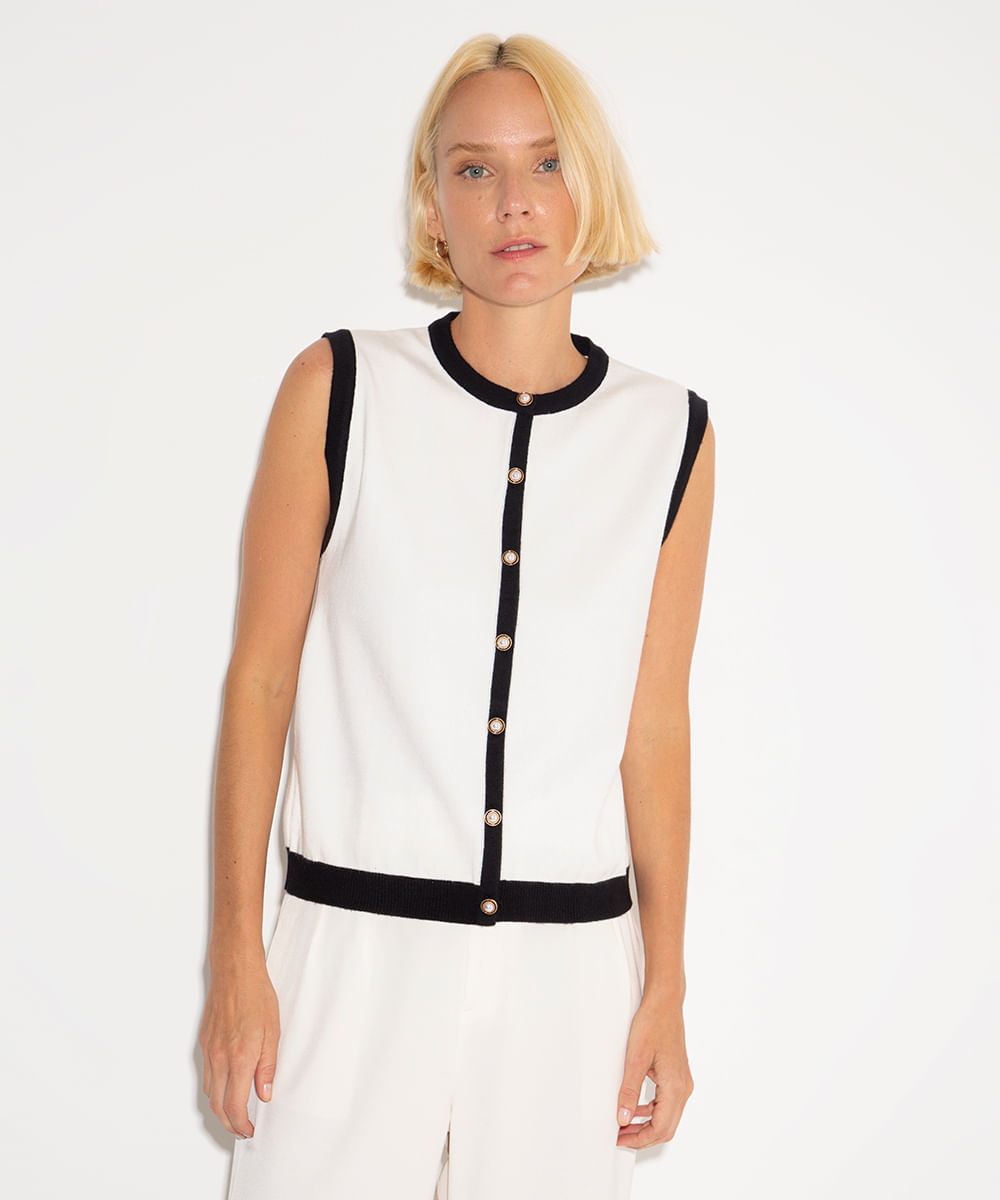 colete de tricot canelado mindset branco