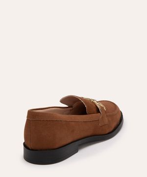 mocassim de suede com bridão mindset marrom