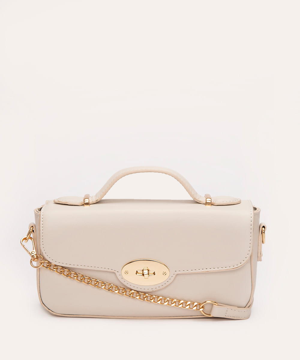 bolsa crossbody alça com corrente off white