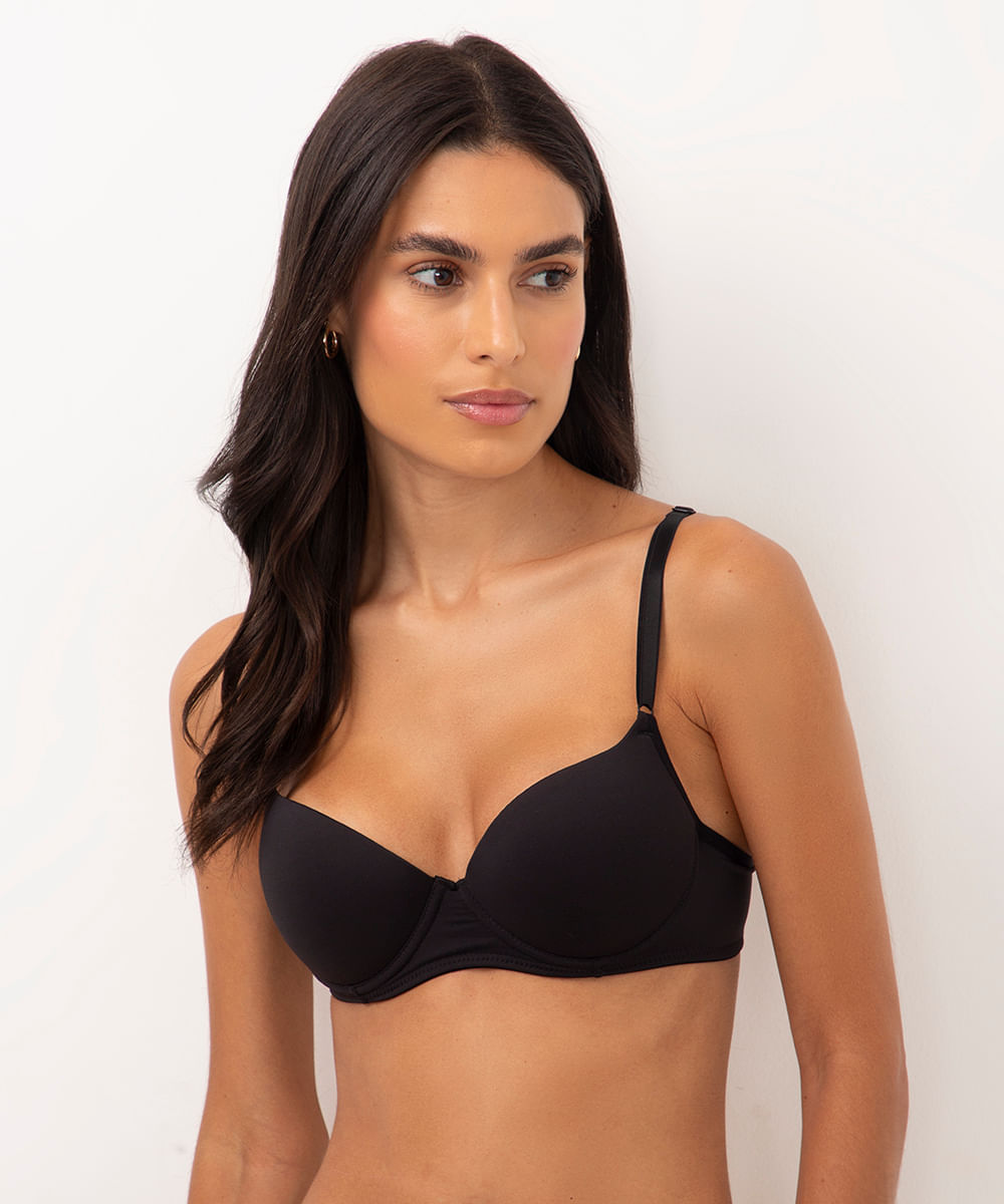 kit 2 sutiãs meia taça com bojo preto e rosa