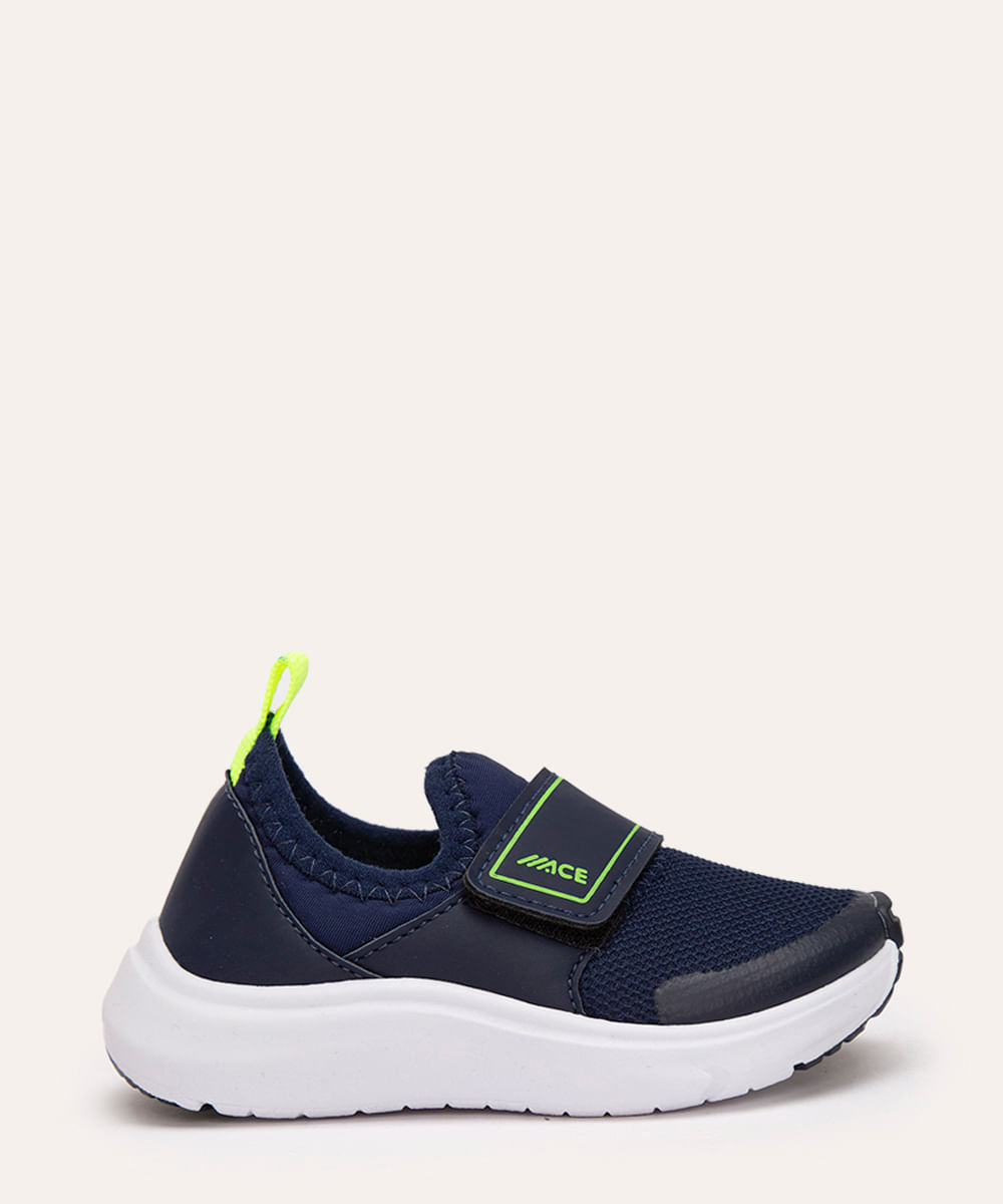 tênis infantil com velcro azul marinho