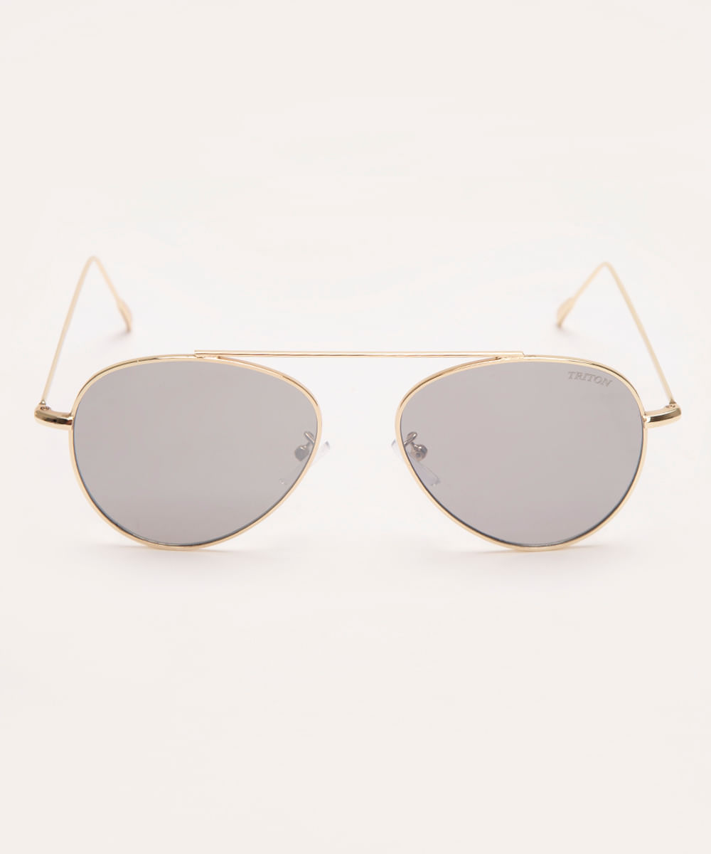 óculos de sol unissex aviador triton dourado
