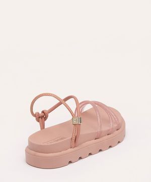 sandália flatform infantil com brilho rosê