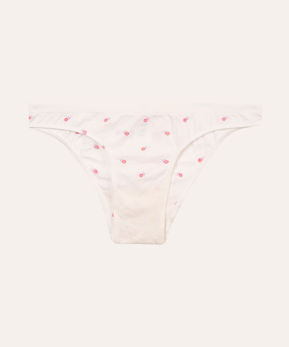 calcinha infantil de poliamida biquíni floral trifil branco