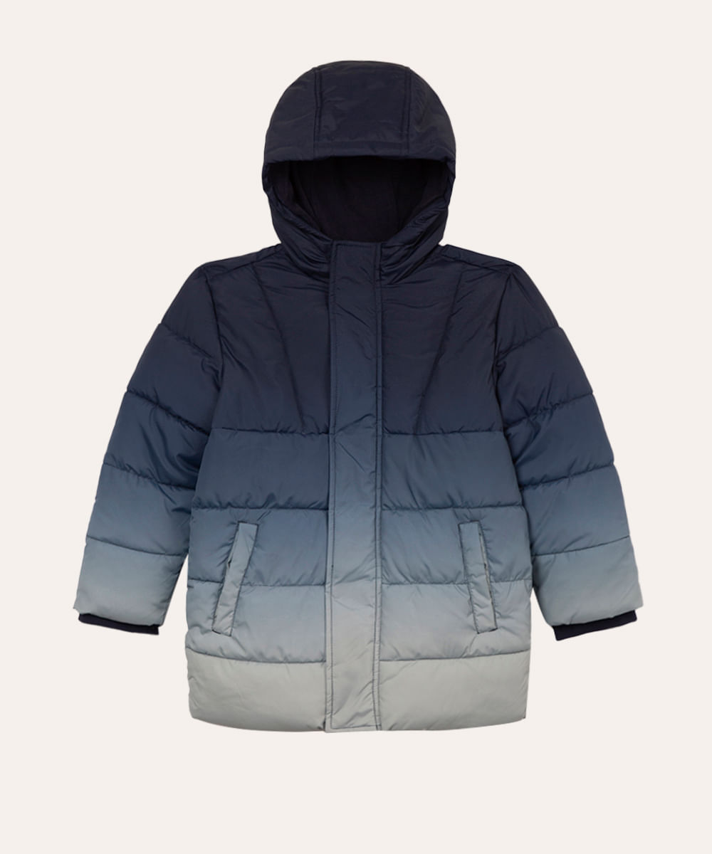 jaqueta puffer infantil degradê azul