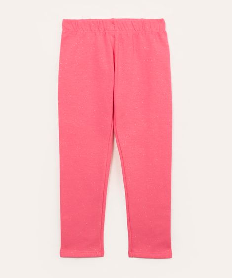 calça legging infantil com glitter forrada felpuda rosa
