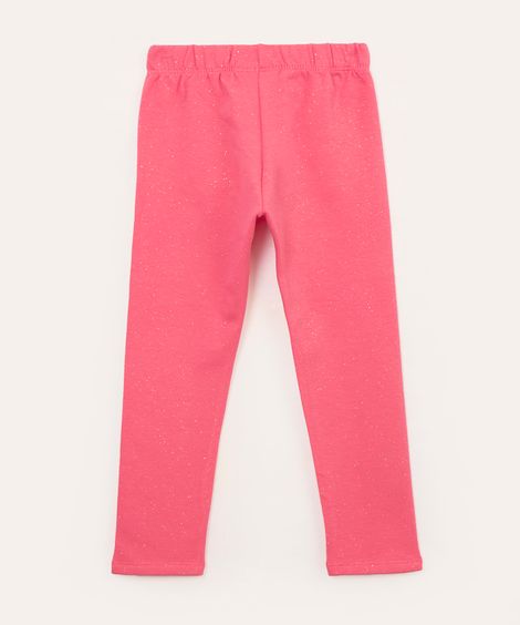 calça legging infantil com glitter forrada felpuda rosa