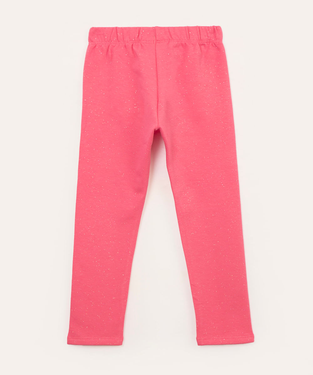calça legging infantil com glitter forrada felpuda rosa