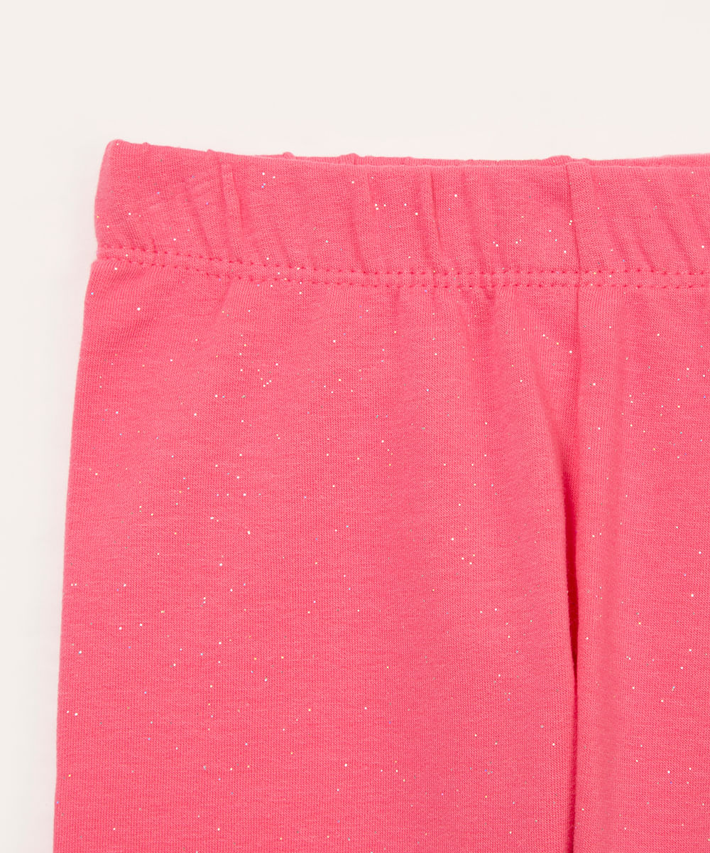 calça legging infantil com glitter forrada felpuda rosa