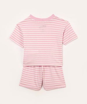 pijama de viscose infantil curto listrado stitch lilás