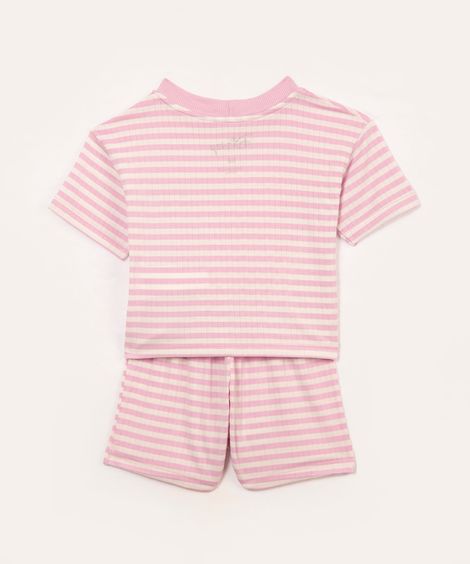 pijama de viscose infantil curto listrado stitch lilás