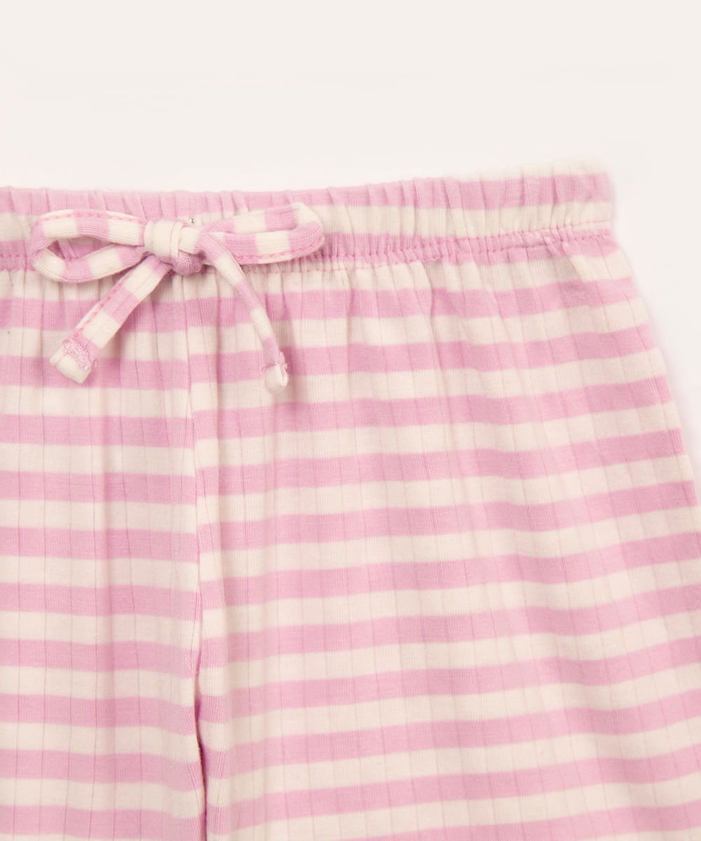 pijama de viscose infantil curto listrado stitch lilás