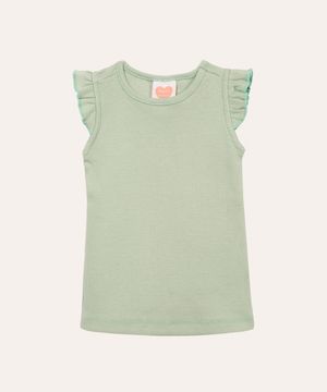 blusa de algodão infantil com frufru verde