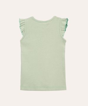 blusa de algodão infantil com frufru verde