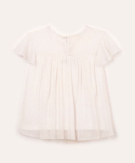 blusa de tule infantil com glitter off white