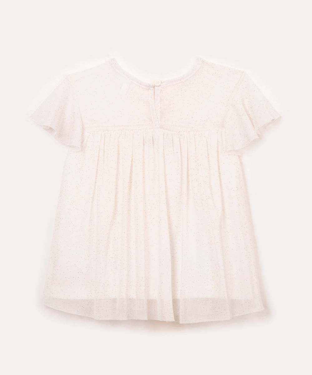 blusa de tule infantil com glitter off white