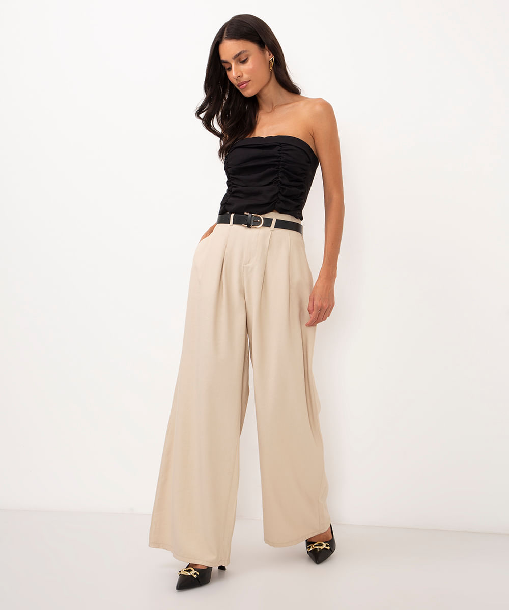 cropped de viscose sem manga drapeado preto