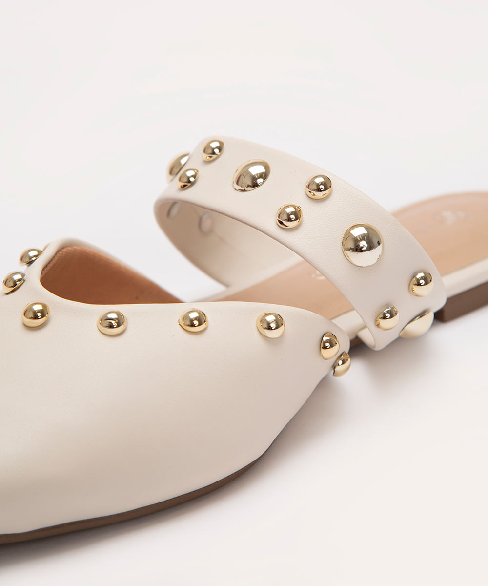 mule com tachas via uno off white