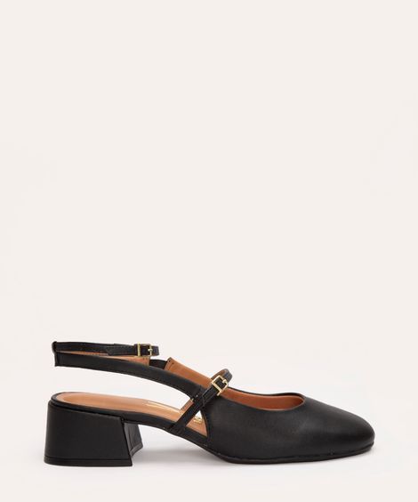 scarpin salto baixo fivela vizzano preto