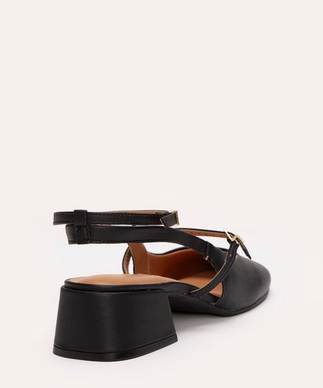 scarpin salto baixo fivela vizzano preto