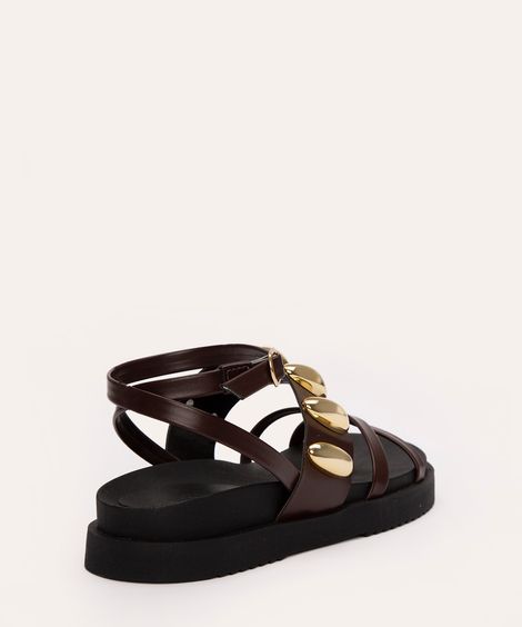 sandália flatform com tachas oneself marrom