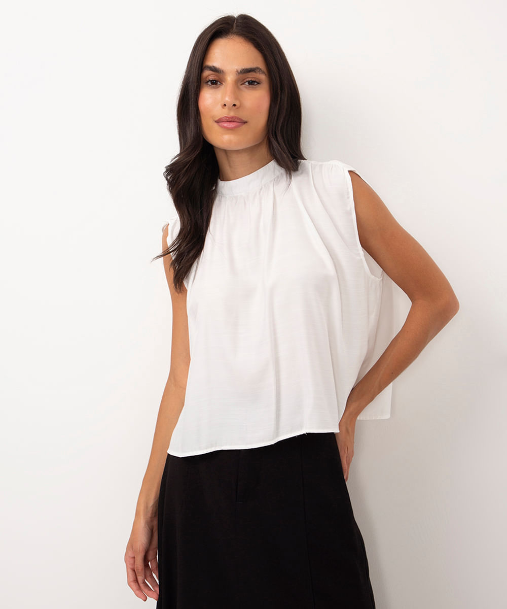 regata halterneck com botão off white