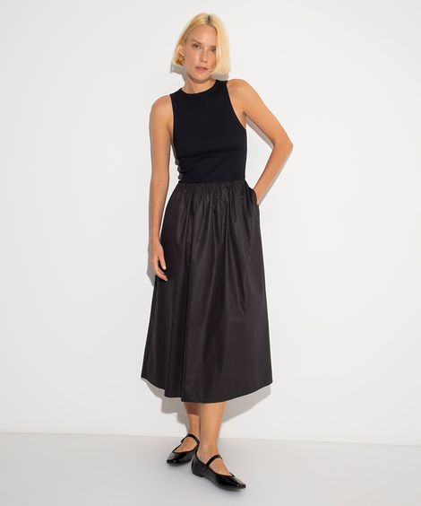vestido midi de algodão mindset - preto