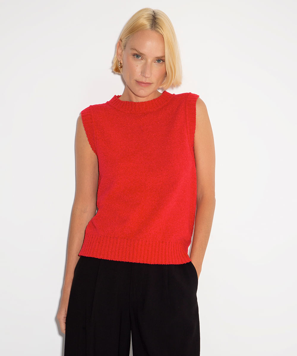 colete de tricot mindset vermelho