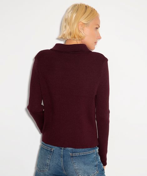 cardigan de tricot gola clássica mindset marrom