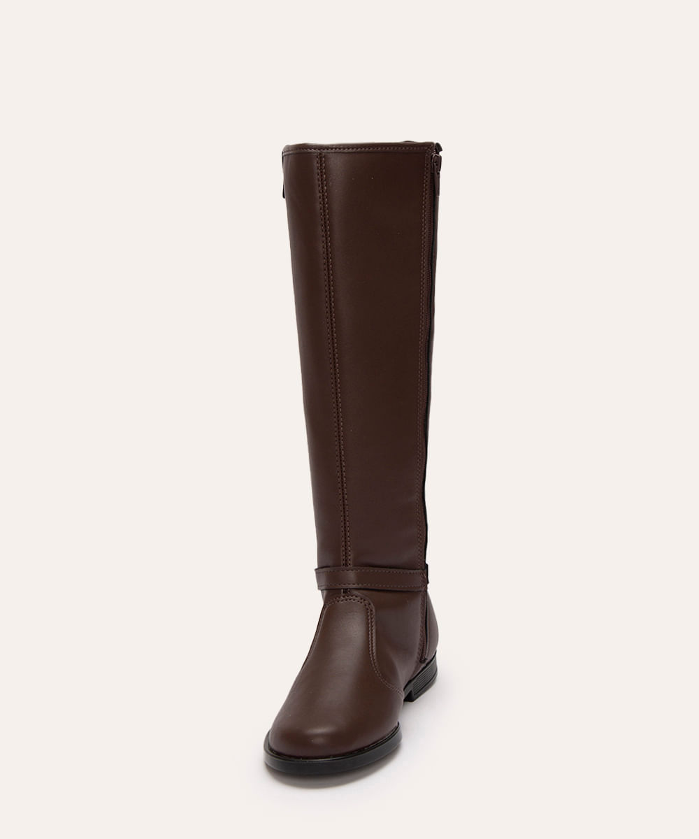 bota infantil cano longo molekinha com fivela marrom