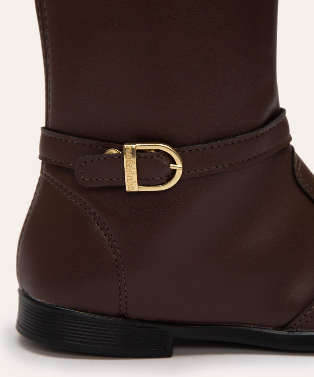 bota infantil cano longo molekinha com fivela marrom