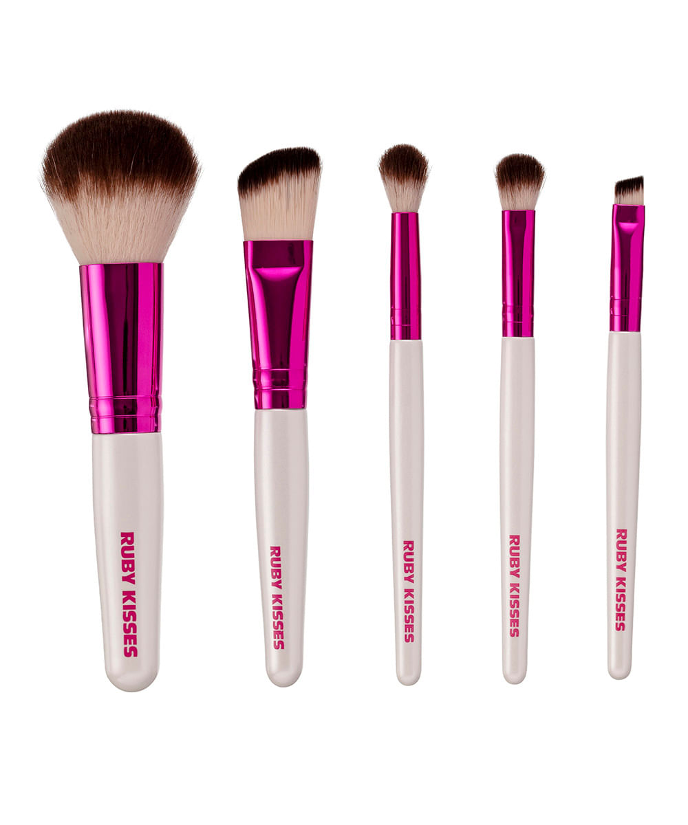 kit de pincéis rosto e olhos ruby kisses