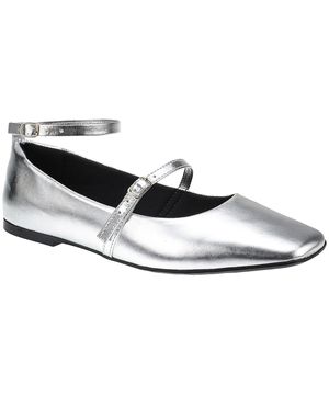 Sapatilha Feminina Boneca Loafer Mocassim Confortável Casual Prateado