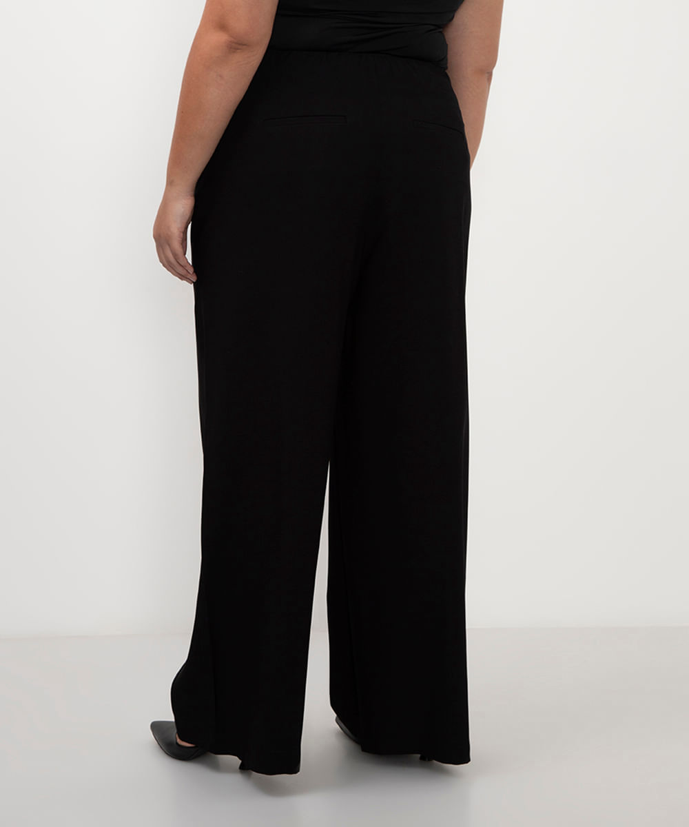 calça de alfaiataria wide leg plus size preto