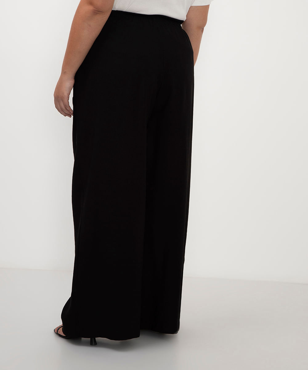 calça de alfaiataria feminina com pregas plus size preta