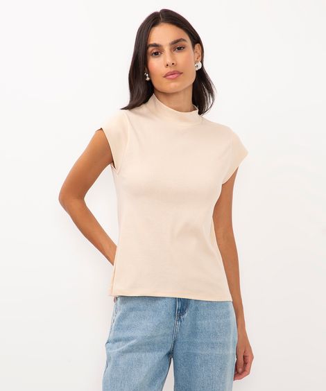 camiseta de algodão manga curta copinho bege
