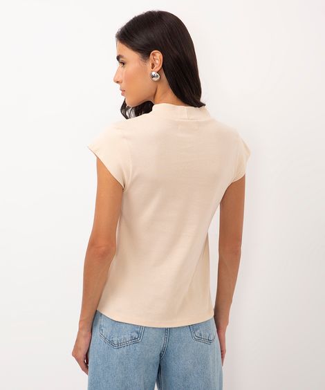 camiseta de algodão manga curta copinho bege