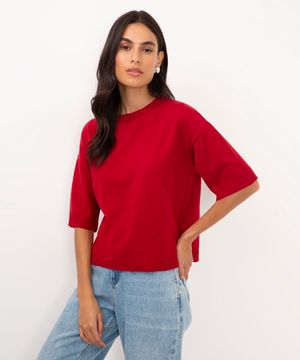 blusa em tricot manga curta vermelho
