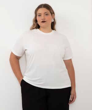 camiseta de algodão oversized plus size off white