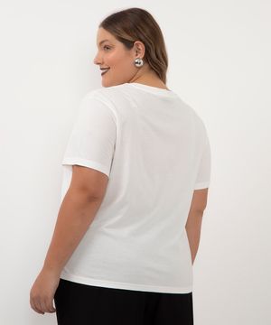 camiseta de algodão oversized plus size off white