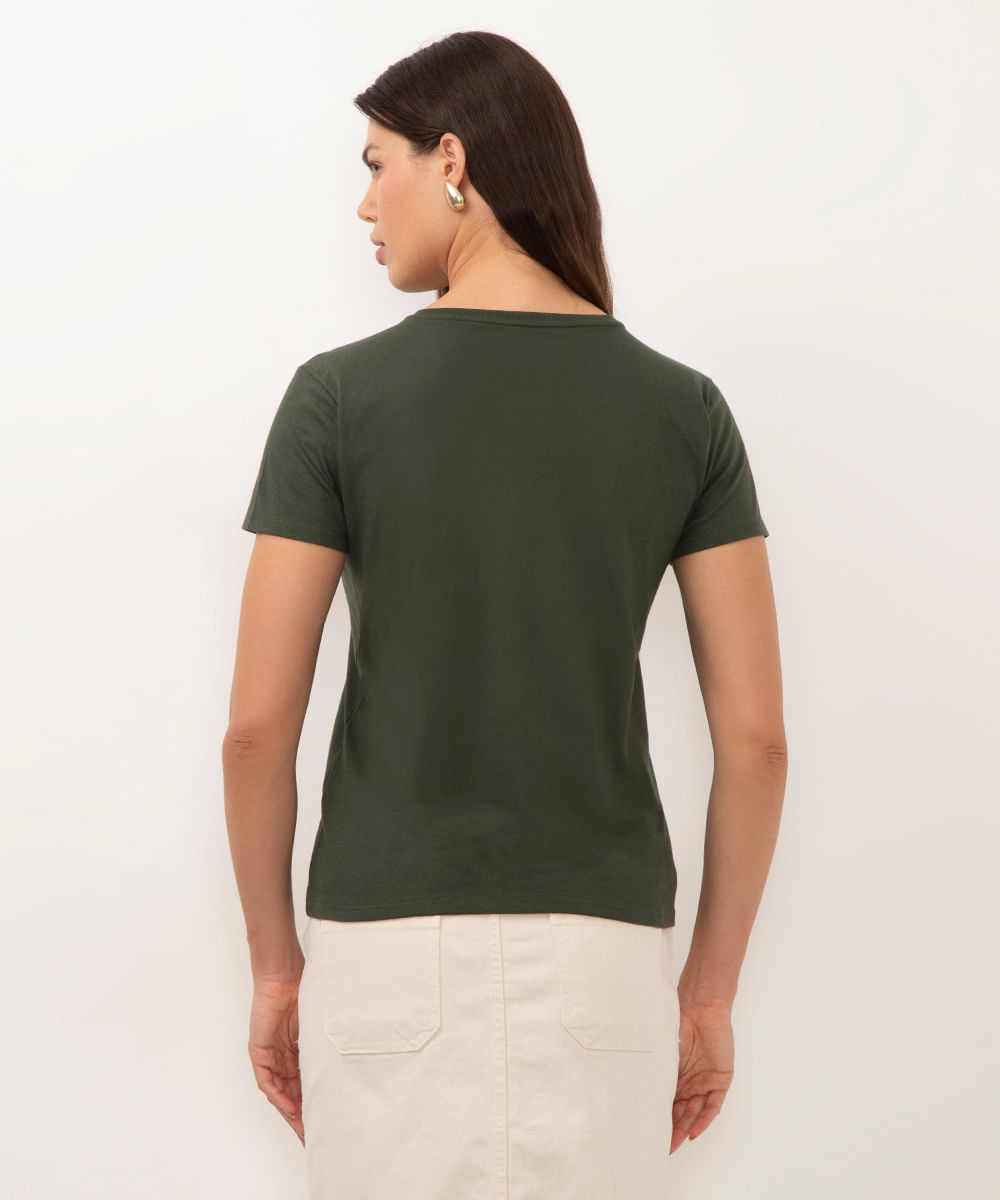 camiseta de algodão new york verde militar