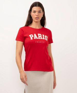 camiseta de algodão paris vermelha