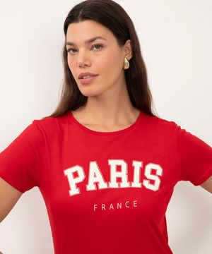 camiseta de algodão paris vermelha