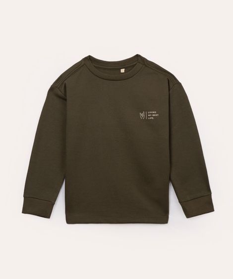 blusa de moletom infantil living my best life verde militar
