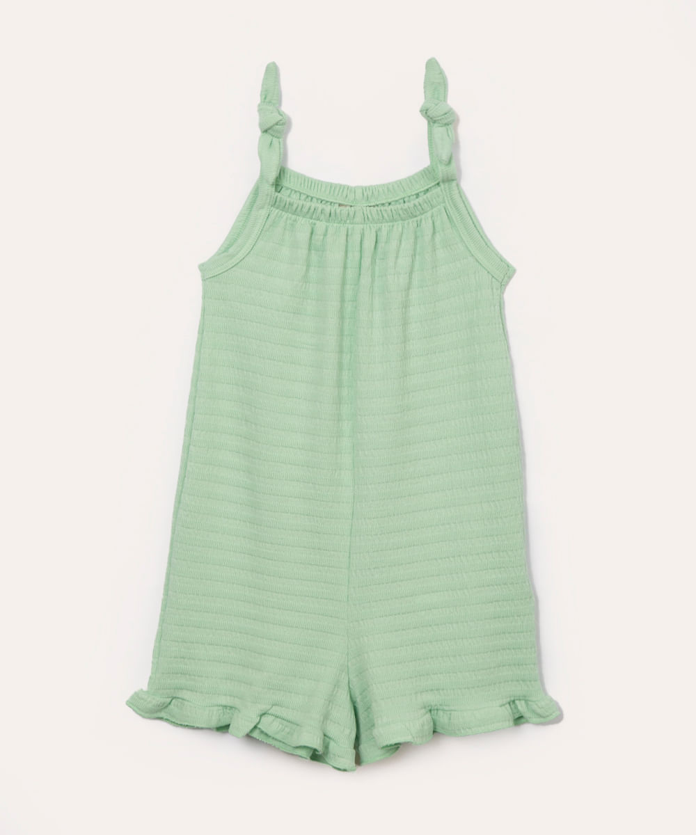 macacão infantil curto com elástico verde