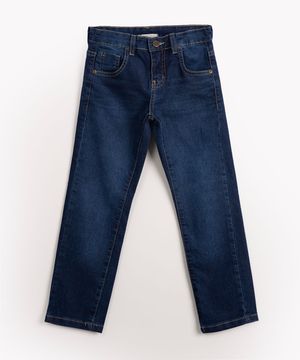 calça jeans infantil slim com bolsos azul escuro